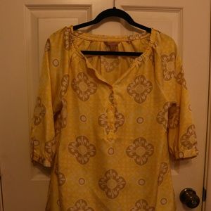 Yellow Printed Mid Sleeve top